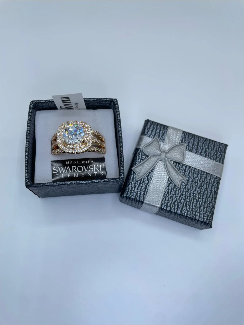 Swarovski Crystal Elements White Crystal Halo Statement Bold Ring Sz 9